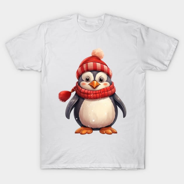 Santa Penguin T-Shirt by Chromatic Fusion Studio